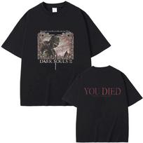 Game Dark Souls Graphic Tshirt Unisex Women 90s Vintage Gothic Rock Fashion Casual Streetwear Male Punk Harajuku Black Tops XL