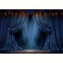 2D Elegant Dark Blue Stage with Spotlight Backdrop Photography Background Banner 47.2x31.5inch/120*80cm