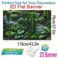 2D Lush Jungle Foliage and Stone Wall Banner Photography Background Banner 47.2x31.5inch/120*80cm