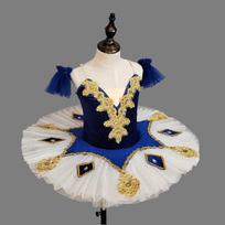 Gold-Trimmed Ballet Adult Children Dance Practice Wear Chinese Dance Tulle Tutu Leotard Dress 110 mėlyna