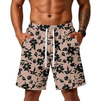 Men Floral Print Loose Fit Athletic Training Gym Beach Shorts with Pockets Elastic Waistband Drawstring Casual Sportswear XXXL