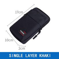 Green Single/Double Layer Khaki Waist Fanny Pack Men Phone Pouch Mobile Phone Bags Belt Waist Bag Single Black