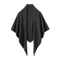 Coco Style Women's 100% Pure Cashmere Knit Triangle Shawl Cardigan tamsiai pilka spalva