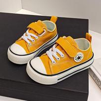 Kids' Velcro Low-Top Canvas Shoes - Korean Style, Unisex, Spring/Autumn 33 geltona