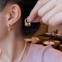 Euro-American Luxury Dopamine Color Hoop Earrings auksas