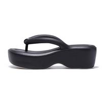 Zhao Lusi-Inspired Women's Thick Sole Non-Slip Flip-Flops: Beach & Home Comfort Sandals 35 juoda
