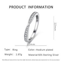 S925 Sterling Silver Moissanite Mobius Band Ring - Simple Luxury Design for Women. Size 5