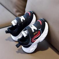 2026 Kids' Velcro Breathable Running Shoes – Boys' & Girls' Spring Sports Sneakers 23 juoda