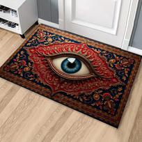 RAKKS Vintage Moroccan Flannel Big Eyes Decorative Rug Porch Door Mat Foot Mat Bathroom Small Floor Mat Bedroom  Versatile Rug. 40cm x 60cm