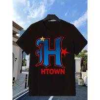European Size Men's Houston Texas 713 Retro Graphic T-Shirt - Moisture-Wicking Breathable Fabric, & Red HTOWN Lettering with Design,All-Season Comfort S juoda