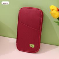 Daugiafunkcis kelioninis paso ir kortelių dėklas vyrams ir moterims 13x25x2 cm vyno raudonos spalvos