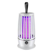 Electric Shock Fly Trap Zapper Anti Mosquito Lamp with Night Light Indoor Mosquito Killer Lamp USB Rechargeable Pest Repellent Battery version(2 mode) balta