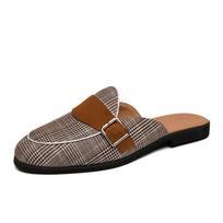 Fashion FUQIAO Summer Canvas Man Loafer Slides Elegant Casual Shoes Lightweight Half Shoes for Man Breathable Slip-on Mules Slippers 37 ruda