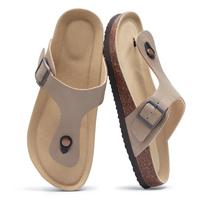 Fashion Smile Pop Men's Flip-Flop Slippers Leather Mules With Cork Insoles Slip-On Potato Shoes Suede Shoes With Adjustable Heel Strap 36