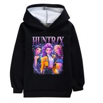 5050 Kids Girls Kpop Rumi Zoey Mira Print Hoodies Outerwear Long Sleeves Velvet Warm Winter Hoodie 110cm juoda