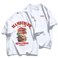A Huge Hamburger TShirt Male Summer Comfortable Tee Shirts Breathable Soft Cotton Crewneck Top Multicolor Hip Hop Clothes S