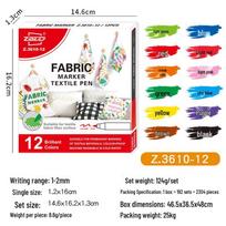 Waterproof Textile Marker 3610: Washable, Non-Fading DIY Fabric Graffiti Pen for Clothes & T-Shirts 12 spalvų spalva