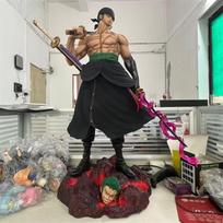 Latest 73CM One Piece GK Platform Large Knife Carrying Double-Headed Carving Scene Statue Box Handheld Model Plaything for Collectors Double head carving black