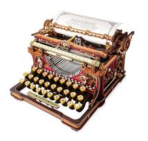 ROBOTIME Rokr Mechanical Typewriter Model 3D Wooden Puzzle Functional Typing Experience Unique Birthday Gift for Men