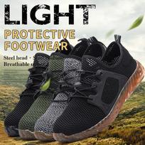 Men's Mesh Breathable Safety Shoes - Lightweight, Anti-Smash, Anti-Puncture, Low-Top Work Shoes with Rubber Soles. Gray;40
