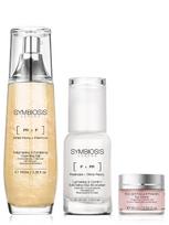 SYMBIOSIS LONDON Šviesinantis/šveičiantis valomasis gelis (100 ml), šviesinantis/raminantis/šveičiantis drėkinamasis kremas (45 ml) ir kt.