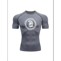 Men'S Spartan Warrior  Battle At The Fort  Print Compression T-Shirt Quick Dry Short Sleeve Gym Workout Tee Greek Pattern Athletic Fitness Training S