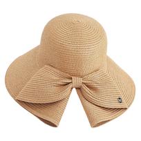 Wide Brim Straw Sun Hat with Decorative for Women Foldable Packable Design for Outdoor Use One Size chaki
