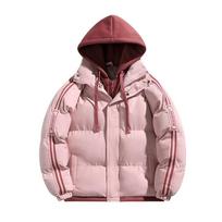 Data Contrasting Colors Retro Parallel Bars Striped Splicing Cotton Jacket High-end Men's and Women's Fake Two Pieces Wide XS rožinė