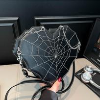 Alien-shaped Bag - Spicy Style Heart-shaped Crossbody Bag - Dark Spider Web Single Shoulder Bag No pattern juoda