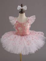 Golden Woven Ballet Tutu Dress Kids Chorus Performance Costume 100 rožinė