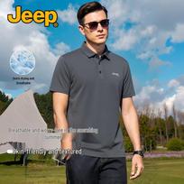 JEEP Men's Summer Business Casual Polo Shirt 3XL tamsiai pilka spalva