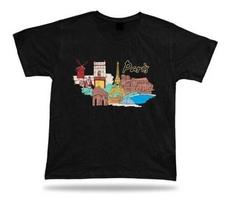 Paris Eiffel Tower Arc De Triompfo Notre-Dame Disneyland Tuileries Garden Tshirt L