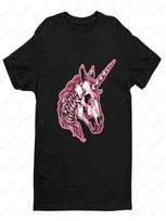 Ancient Skull Unicorn Creative Design T-Shirt Gothic Style Daily Life Wounisex unisex Unisex Round Neck Short Sleeve Cotton Tee Tops S įvairiaspalvis