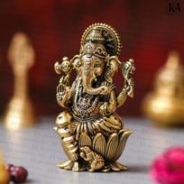 Brass Ganesha Idol for Good Luck & Worship | 2.5  Ganpati Hindu God Statue Figurine Perfect for Decoration Puja & Gifting