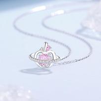 Tichia S925 Sterling Silver Peace Apple Necklace with Rose Cut pendant for Women 925 Sterling Silver