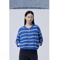 Benetton Stripe Knit Zip Cardigan Bakc53631 BL (blue)/OS