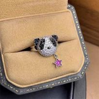 Cute Panda Cartoon Pattern Ring: Women's Versatile Fashion Accessory & Girlfriend Gift Adjustable