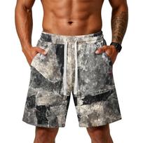 Men Loose Fit Camouflage Print Athletic Training Gym Beach Shorts with Drawstring Waist and Pockets for Sports Activities XXL kava