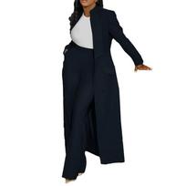 Long Coat and Wide Leg Pants 2 Piece Set In Multiple Colors S juoda