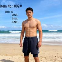 Men's Quick-Dry Double-Layer Boxer Swim Trunks - Anti-Exposure, Loose Fit, Plus Size Swimwear for Hot Springs 4XL: 160-180 lbs