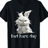 Bad Hare Day Funny Word Game Bunny Rabbit Fun T-Shirt, unisex's T-Shirt, 220g S įvairiaspalvis