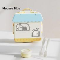 Children Plastic Lunch Box Microwave Safe Food Storage Container BPA Free Household Bento Box with Secure Lock and Portable Handle for Kids mėlyna