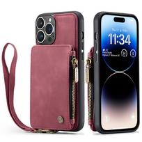 Odinis piniginės dėklas, skirtas iPhone 14 13 12 11 Pro XS Max Mini SE 2020 8 7 Plus užtrauktuku piniginės piniginės dangtelis su kortelių lizdais telefono dėklais for iPhone 14 Pro raudona