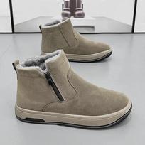 Men's Cross-Border Leather Fur-Lined Winter Snow Boots - Mid-Cut, Thick, Non-Slip, Warm Velvet Cotton Shoes 44 ruda