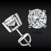 1.0 ct apvalaus brilianto auskarai-vinukai, pagaminti iš 14K baltojo aukso, su užsukamais užsegimais, krepšelio formos, papuošalas, dovana moterims 15MM sidabras