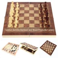 Foldable Chess Set: 3-in-1 Multifunctional Black & White Wooden Pieces 24x24 cm