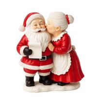 Mr. And Mrs. Santa Claus Figurine Hand-Painted Christmas Resin Ornament Couple Gingerbread Man Elk Statue for Holiday Table Mantel Decor 15cm A