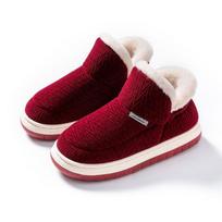HANDUNYOU Winter Warm Plush Closed-Heel Slippers vyno raudonos spalvos