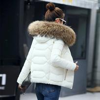 Women Short Cotton Coat Large Fur Collar Parkas Large Size Women's Cotton Padded Jacket S