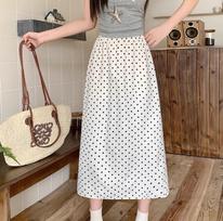 Sweet & Spicy Polka Dot Skirt for Girls: Korean A-Line Midi, High-Waisted, Autumn/Winter Style, Casual & Elegant 4XL balta